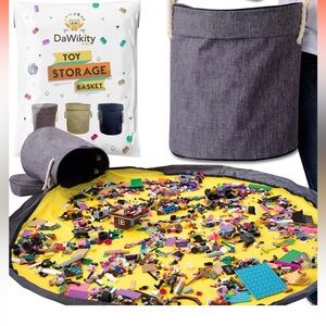 Toy Storage Basket and Play Mat for Building Bricks